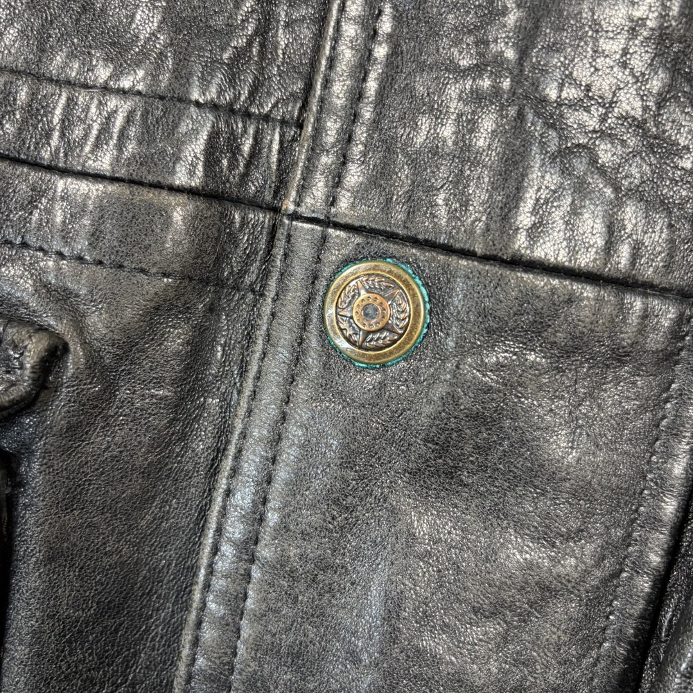 Vintage Field and Stream Leather Jacket Black Men's XL Supple Full Zip Moto - Picture 6 of 13